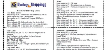 Rather Be Shopping's Price Tag Code Cheat Sheet