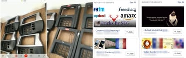 Collage of fake POS terminals and selling card numbers on social media Collage of fake POS terminals and selling card numbers on social media