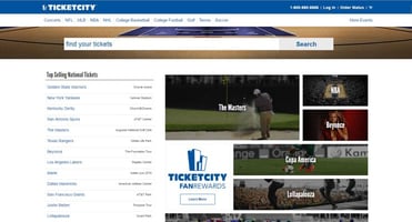 Screenshot of TicketCity Website