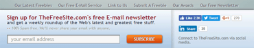 Screen grab of a sign-up button for TheFreeSite.com's newsletter