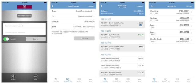 Screenshots of DNB First app Screenshots of DNB First app