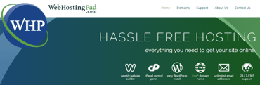 Screenshot of WebHostingPad homepage