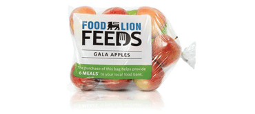 Photo of a Food Lion Feeds bag of Gala apples