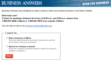 Screenshot of the Business Answers Page Screenshot of the Business Answers Page