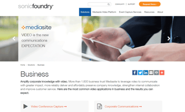 Screenshot from the Business Solutions page on Sonic Foundry Screenshot from the Business Solutions page on Sonic Foundry