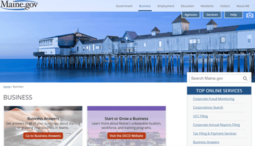 Screenshot of the Business Portal at Maine.gov Screenshot of the Business Portal at Maine.gov