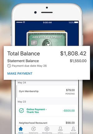 Screenshot of Amex Mobile App