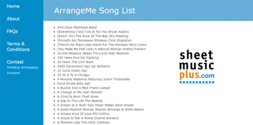 Screenshot of the ArrangeMe song list