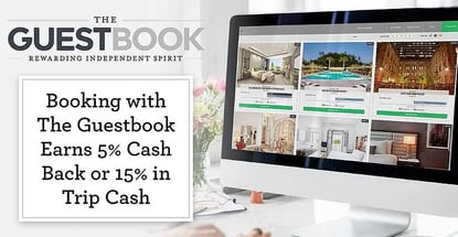 Booking a Boutique Hotel Stay with The Guestbook Earns Users 5% Cash Back or 15% in Trip Cash in Addition to Their Regular Credit Card Travel Rewards Booking a Boutique Hotel Stay with The Guestbook Earns Users 5% Cash Back or 15% in Trip Cash in Addition to Their Regular Credit Card Travel Rewards