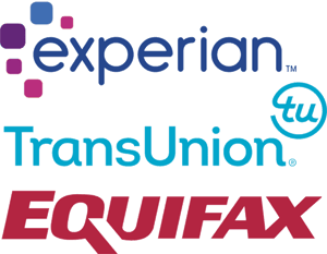 Logos for Experian, Equifax, and TransUnion