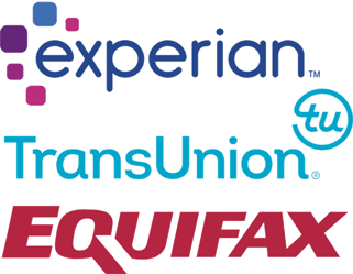 Logos for Experian, Equifax, and TransUnion