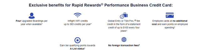 Rapid Rewards Performance Business Credit Card Benefits