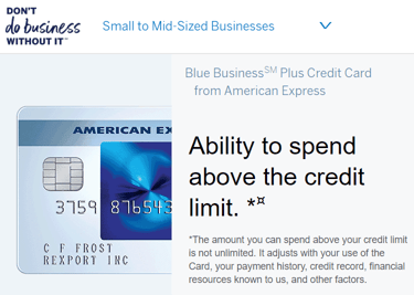 Screenshot of Amex Card with Flexible Limit