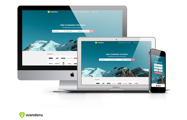 Photo of the Wanderu Website and App on a Desktop, Laptop, and Mobile Device