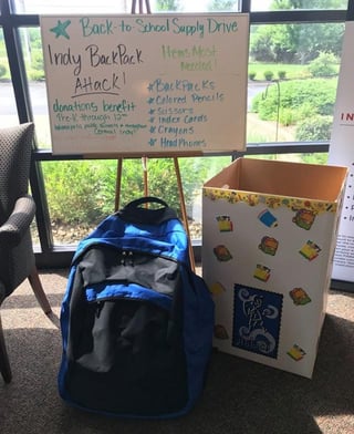 Photo of BackPack Attack donation station in IMCU branch