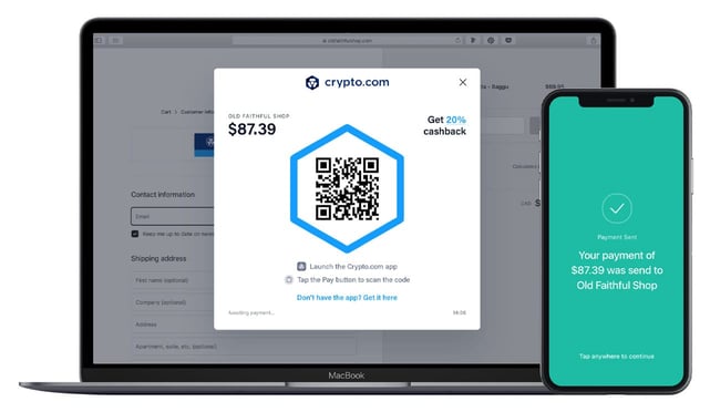 Photo of Crypto.com Pay on laptop and mobile device