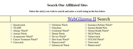 Screenshot of the Quackery website Screenshot of the Quackery website