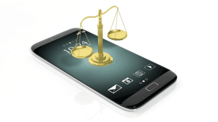 Scales of Justice on Mobile Phone Image Scales of Justice on Mobile Phone Image