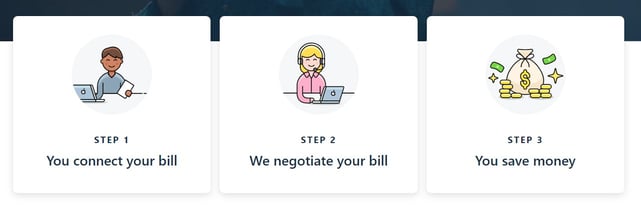 Screenshot of Truebill negotiating process Screenshot of Truebill negotiating process
