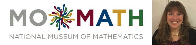 MoMath logo and CEO and Executive Director Cindy Lawrence