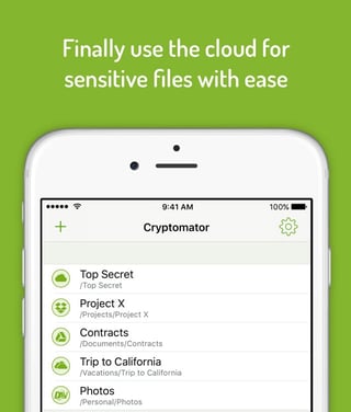 Screenshot of Cryptomator app on iPhone Screenshot of Cryptomator app on iPhone