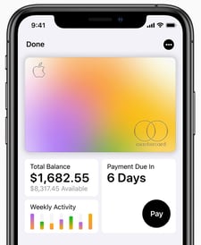 Screenshot from the Apple website of the Apple Card on an iPhone