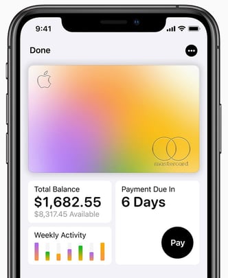 Screenshot from the Apple website of the Apple Card on an iPhone