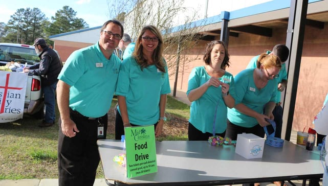 Photo of Mid Carolina CU employees at a food drive