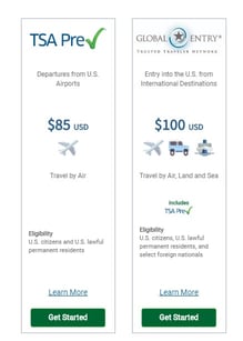 TSA PreCheckâ¢ and Global Entry Price Comparison