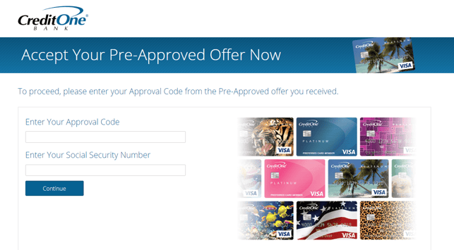 Credit One Bank Screenshot