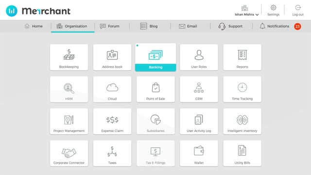 Screenshot of the Merrchant Dashboard