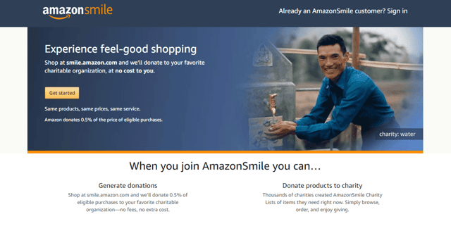 AmazonSmile Screenshot AmazonSmile Screenshot