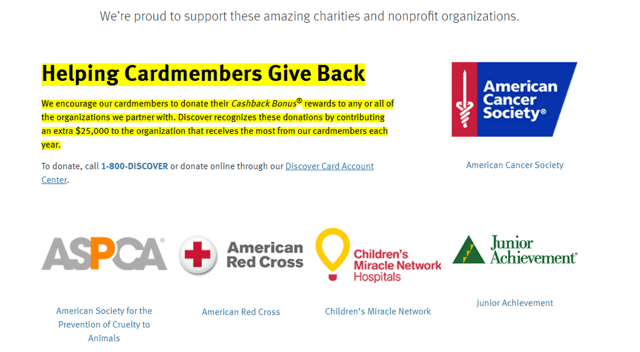 Screenshot of Discover's Donation Portal Screenshot of Discover's Donation Portal