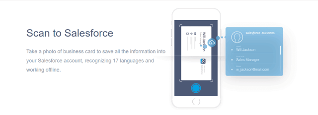 Screenshot of the CamCard Website