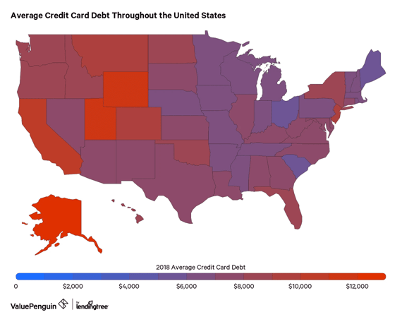 Card Debt by State Map