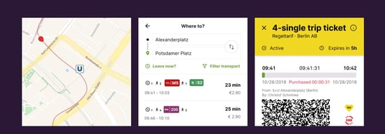 Screenshot of Trafi interface on mobile devices Screenshot of Trafi interface on mobile devices
