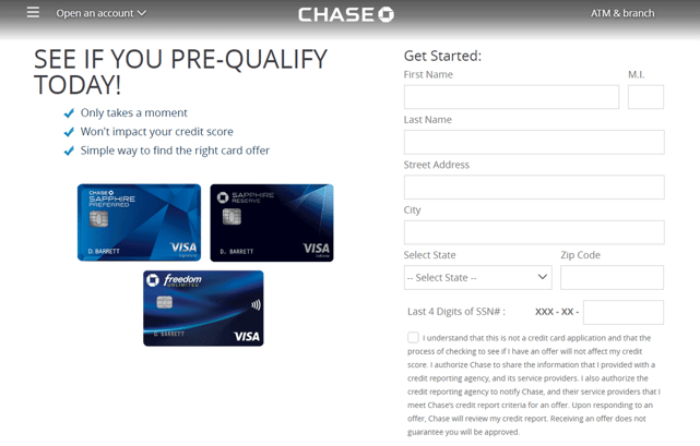Chase Prequalify Page Chase Prequalify Page