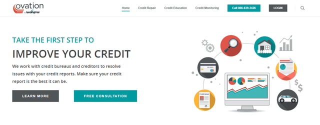 Screenshot of the Ovation Credit Repair Website Screenshot of the Ovation Credit Repair Website