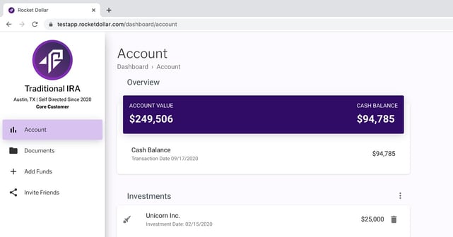 Screenshot of Rocket Dollar interface Screenshot of Rocket Dollar interface