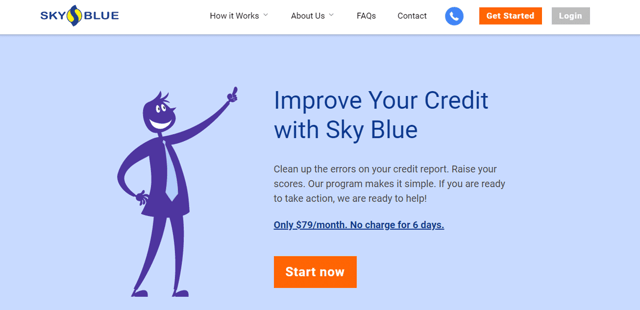 Screenshot of the SkyBlue Credit Repair Website