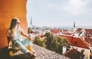 Woman Looking Down at Tallinn