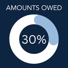 Amounts owed 30 percent graphic Amounts owed 30 percent graphic