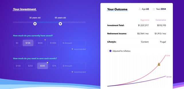 Screenshot of Investment Calculator homepage