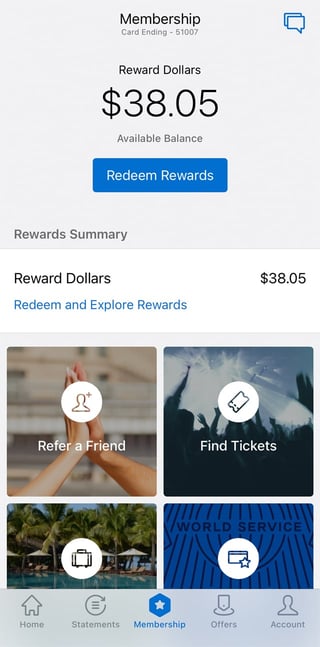 Screenshot of Amex Rewards Balance