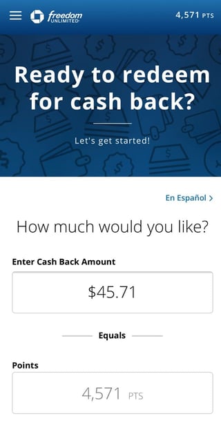 Chase App Convert Points to Cash