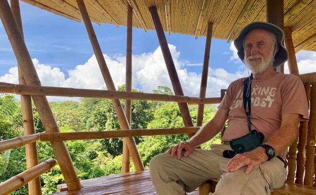 Photo of Finca Luna Nueva Co-Founder Stephen Farrell in the observation tower