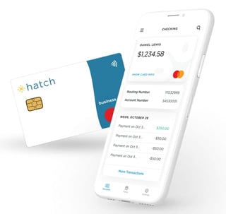 Graphic of Hatch card and mobile app on device Graphic of Hatch card and mobile app on device