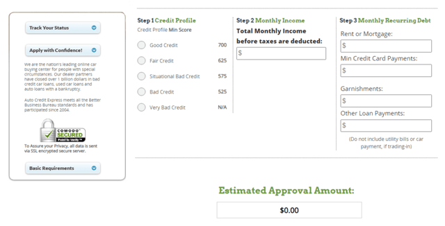 Auto Credit Express Prequalification Form