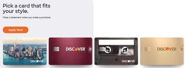 Screenshot of Discover Card Designs