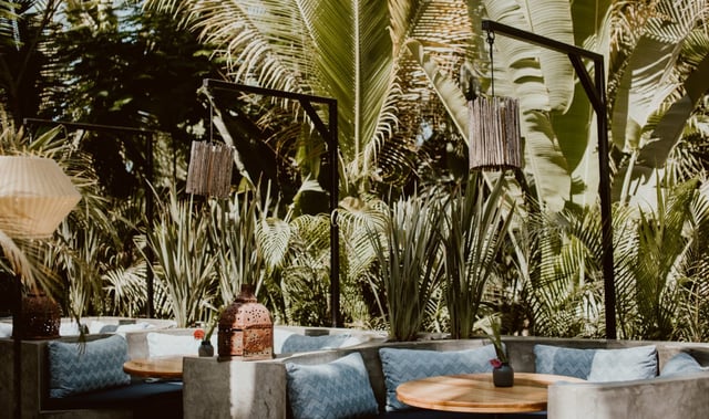 Photo of dining area at Acre Baja resort in Mexico. Photo of dining area at Acre Baja resort in Mexico.